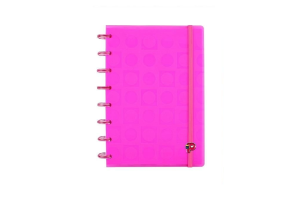 CADERNO POP DISC BUBBLE NEON MEDIO COR:ROSA NEON